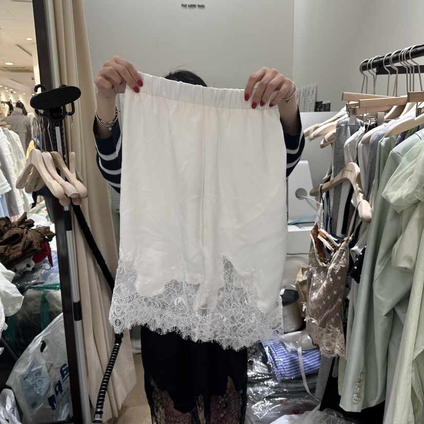 THEMORYPARK直郵韓國代購㊣女裝新品熱賣半身裙中短裙蕾絲緞面長款THE MORY PARK半身裙/中短裙