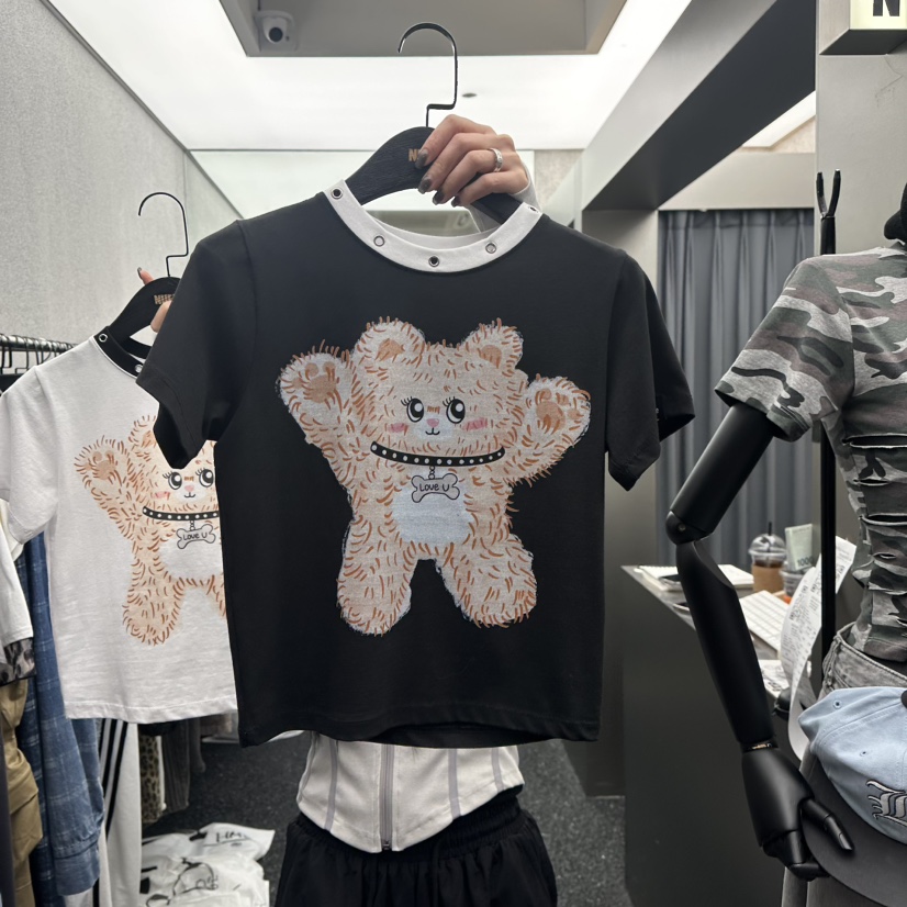 NUEUN直郵韓國代購㊣女裝新款人氣熱賣推薦時尚25春夏休閑T恤NUEUN/SEEOTT恤圖色2