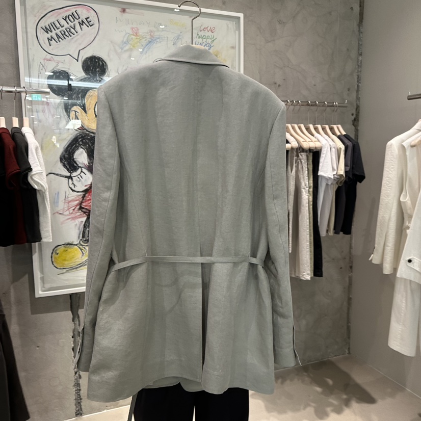 LAMAGIEPIE韓國㊣直郵東大門代購女裝新款推薦夾克含腰帶亞麻LAMAGIE GREY夾克