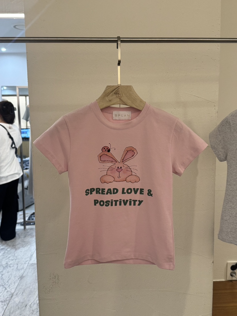 BPLAN韓國㊣直郵東大門代購女裝新品休閑25春夏人氣T恤兔子BPLANT恤圖色3