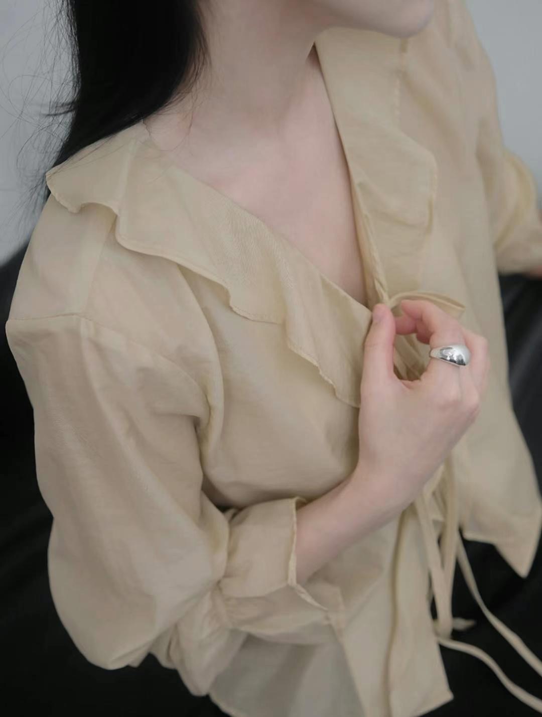 SPRING韓國直郵㊣東大門實拍女裝新品人氣時尚熱賣襯衫蕾絲衫SPRING襯衫/蕾絲衫