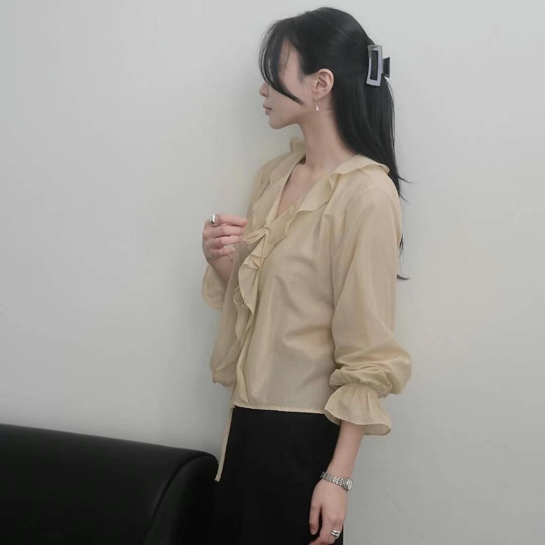 SPRING韓國直郵㊣東大門實拍女裝新品人氣時尚熱賣襯衫蕾絲衫SPRING襯衫/蕾絲衫