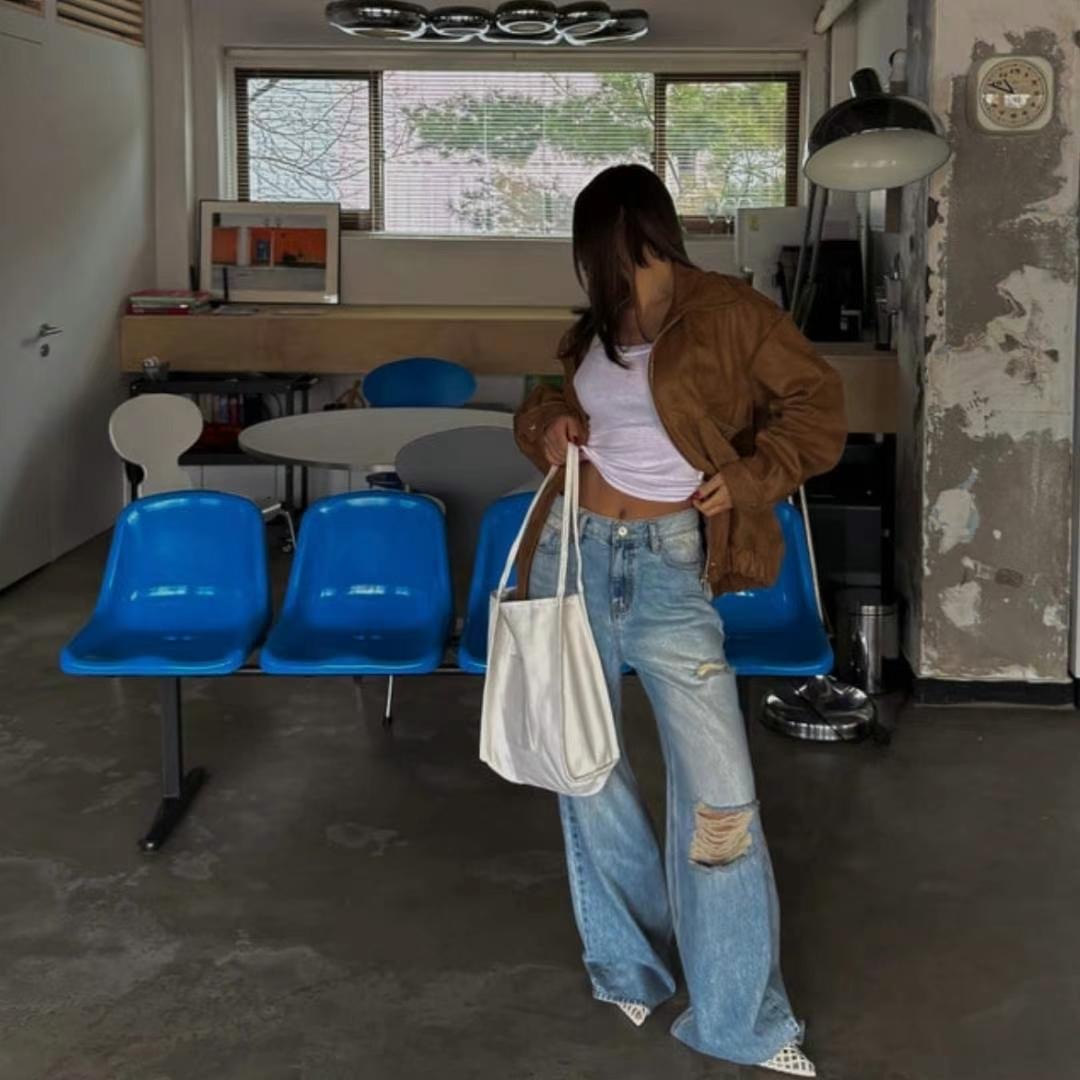 SPRING韓國直郵㊣東大門實拍女裝新品推薦時尚人氣熱賣牛仔褲SPRING牛仔褲