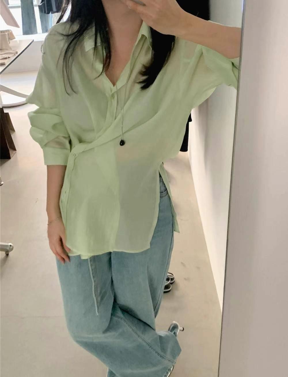 SPRING韓國㊣直郵東大門代購女裝新品休閑時尚熱賣襯衫蕾絲衫SPRING襯衫/蕾絲衫