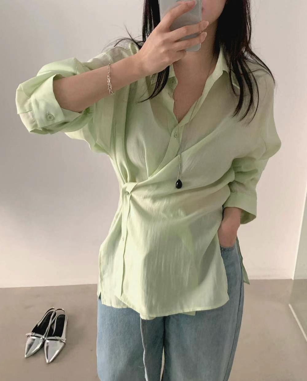 SPRING韓國㊣直郵東大門代購女裝新品休閑時尚熱賣襯衫蕾絲衫SPRING襯衫/蕾絲衫