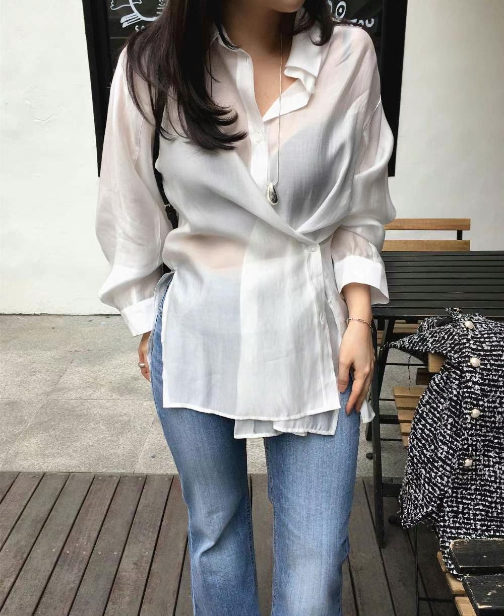 SPRING韓國㊣直郵東大門代購女裝新品休閑時尚熱賣襯衫蕾絲衫SPRING襯衫/蕾絲衫圖色2