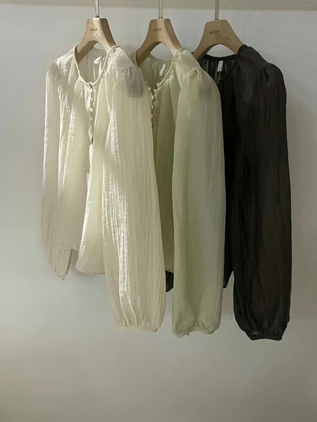 INOUF韓國㊣直郵東大門代購女裝新品人氣25春夏休閑襯衫蕾絲衫INOUF/FLUTTER襯衫/蕾絲衫圖色3左三色