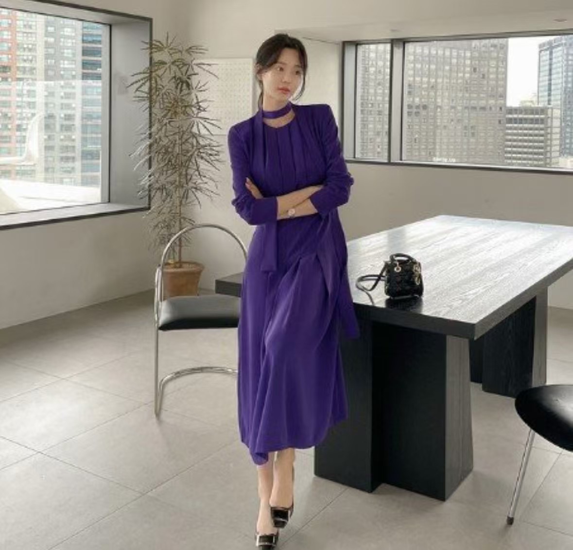 ALLURE韓國直郵㊣東大門實拍女裝新款25春夏熱賣連衣裙含脖帶ALLURE連衣裙