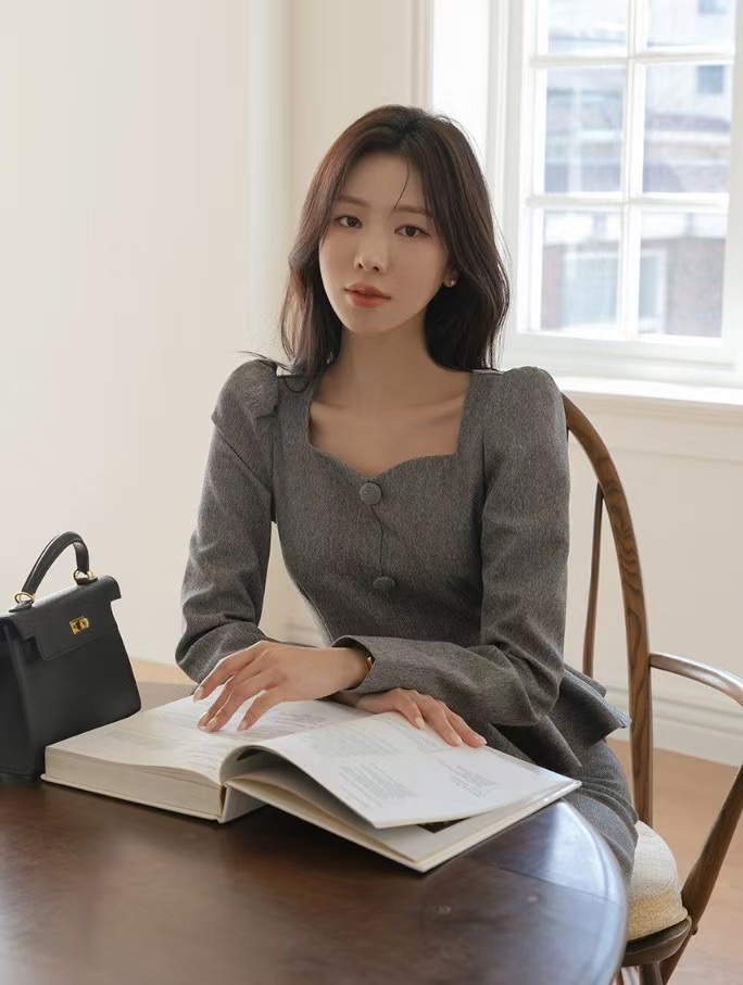 ALLURE韓國直郵㊣女裝新款休閑推薦25春夏人氣連衣裙荷葉邊ALLURE連衣裙