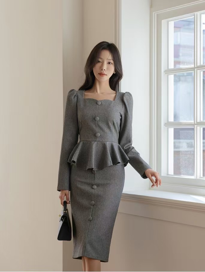 ALLURE韓國直郵㊣女裝新款休閑推薦25春夏人氣連衣裙荷葉邊ALLURE連衣裙