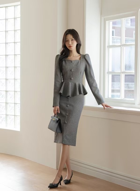 ALLURE韓國直郵㊣女裝新款休閑推薦25春夏人氣連衣裙荷葉邊ALLURE連衣裙