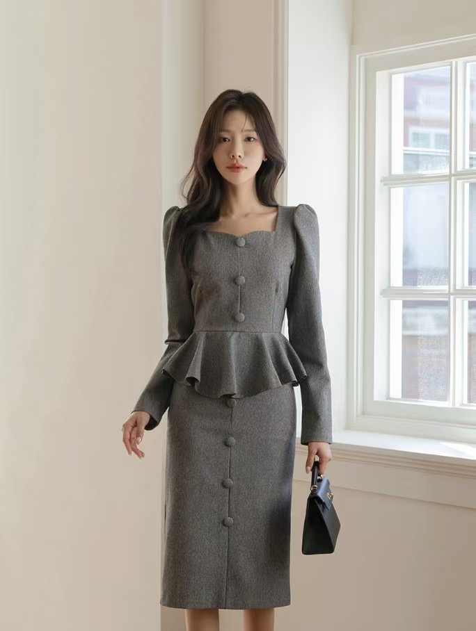 ALLURE韓國直郵㊣女裝新款休閑推薦25春夏人氣連衣裙荷葉邊ALLURE連衣裙