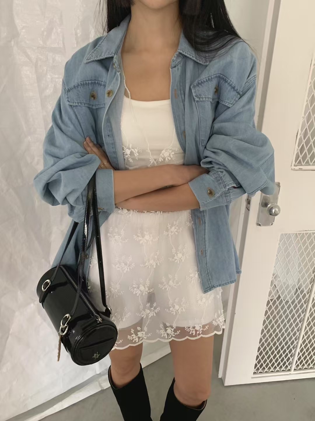 OWL直郵韓國代購㊣女裝新品休閑人氣時尚推薦25春夏襯衫蕾絲衫OWL襯衫/蕾絲衫