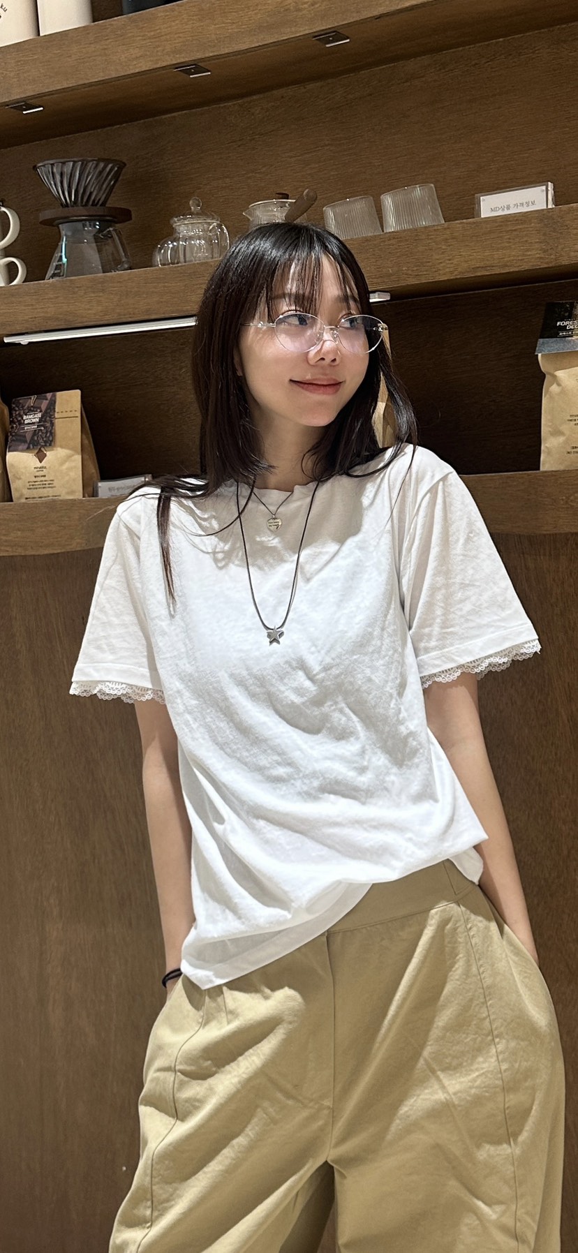 FORM韓國直郵㊣東大門實拍女裝新款熱賣休閑時尚人氣T恤蕾絲FORMT恤
