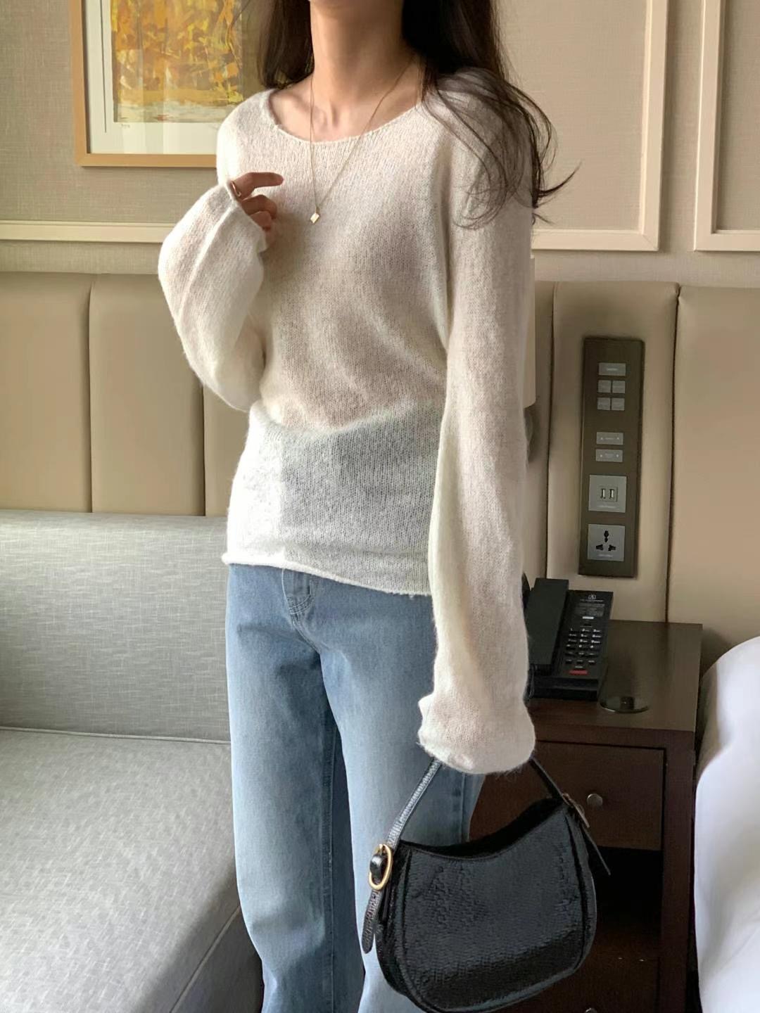 INOUF直郵韓國代購㊣女裝新品人氣25春夏休閑時尚針織衫羊駝毛INOUF/FLUTTER針織衫