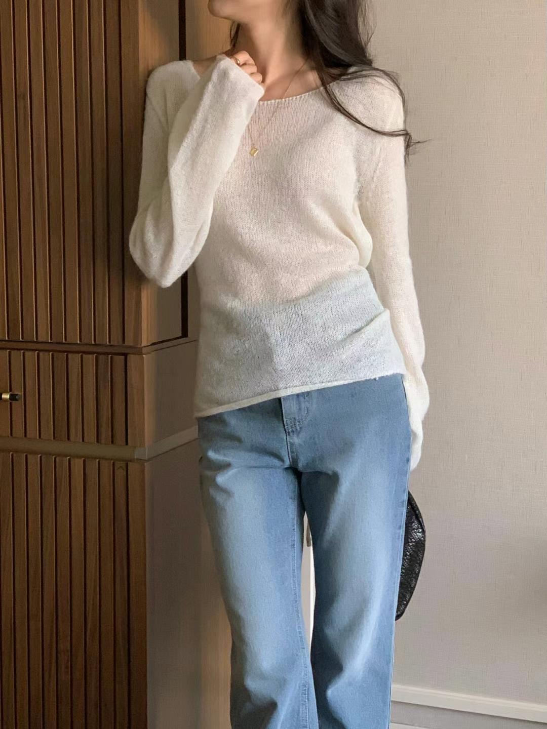 INOUF直郵韓國代購㊣女裝新品人氣25春夏休閑時尚針織衫羊駝毛INOUF/FLUTTER針織衫