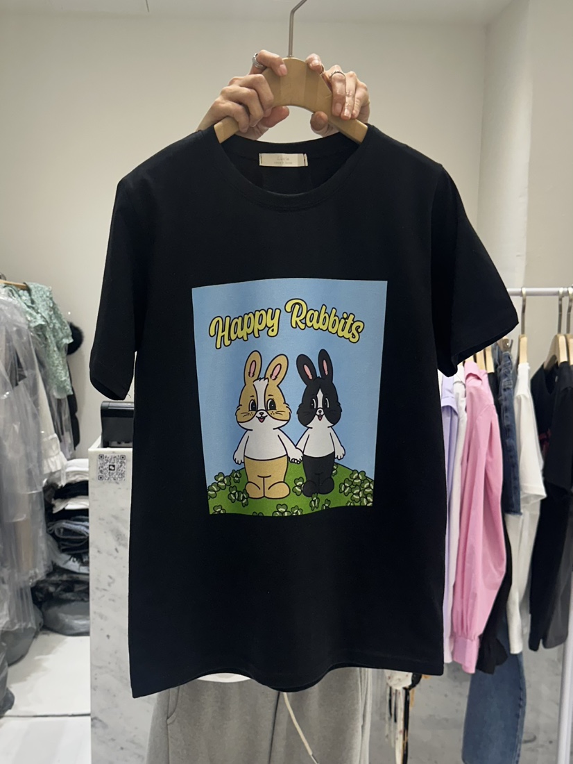 LUCIA韓國直郵㊣女裝新款25春夏時尚熱賣休閑人氣推薦T恤兔子LUCIAT恤圖色3
