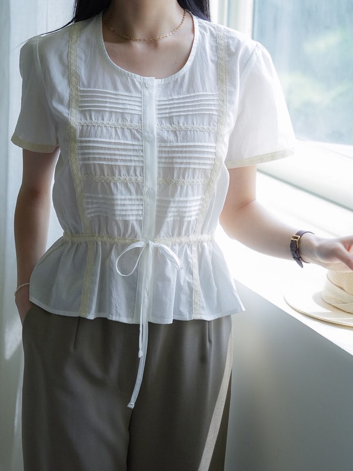 MILUI直郵韓國代購㊣女裝新款推薦人氣25春夏時尚襯衫蕾絲衫MILUI襯衫/蕾絲衫