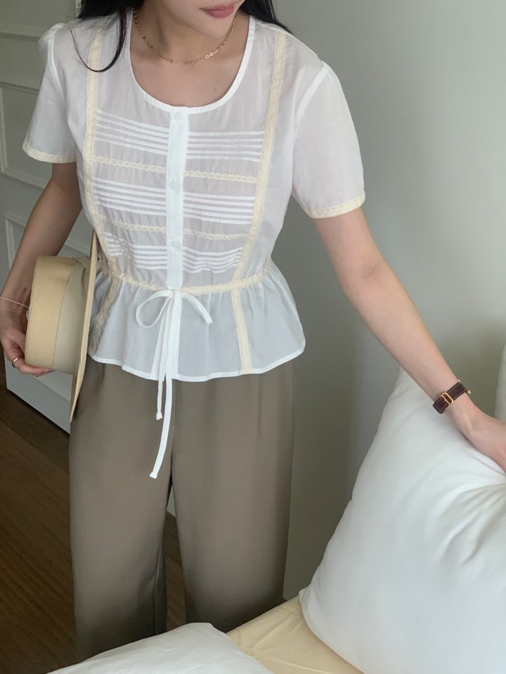 MILUI直郵韓國代購㊣女裝新款推薦人氣25春夏時尚襯衫蕾絲衫MILUI襯衫/蕾絲衫