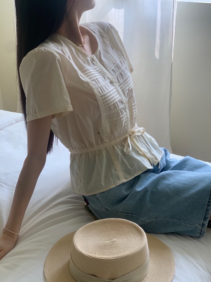 MILUI直郵韓國代購㊣女裝新款推薦人氣25春夏時尚襯衫蕾絲衫MILUI襯衫/蕾絲衫