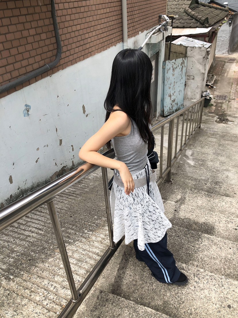 X-MOOD直郵韓國代購㊣女裝新款25春夏人氣半身裙中短裙蕾絲X-MOOD半身裙/中短裙