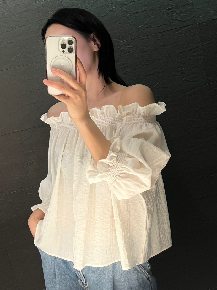 VERNI直郵韓國代購㊣女裝新品25春夏推薦休閑襯衫蕾絲衫露肩VERNI襯衫/蕾絲衫