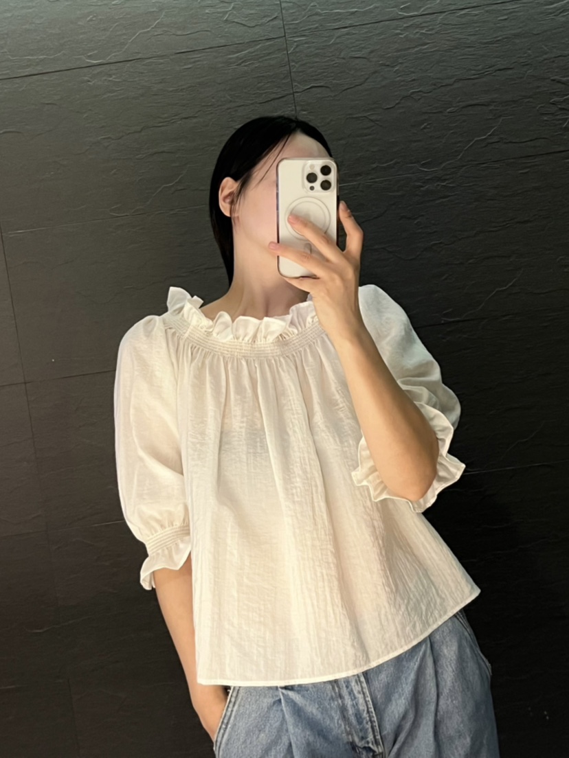 VERNI直郵韓國代購㊣女裝新品25春夏推薦休閑襯衫蕾絲衫露肩VERNI襯衫/蕾絲衫
