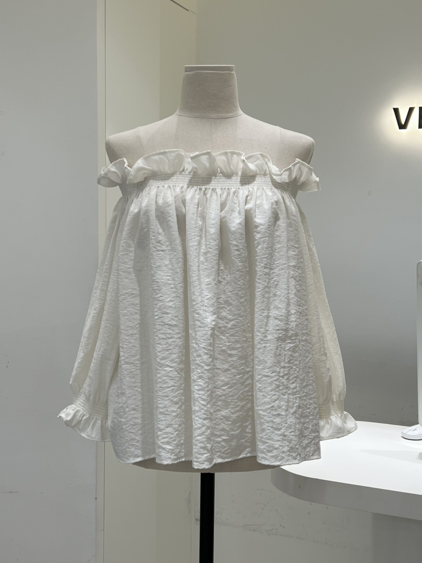 VERNI直郵韓國代購㊣女裝新品25春夏推薦休閑襯衫蕾絲衫露肩VERNI襯衫/蕾絲衫圖色2