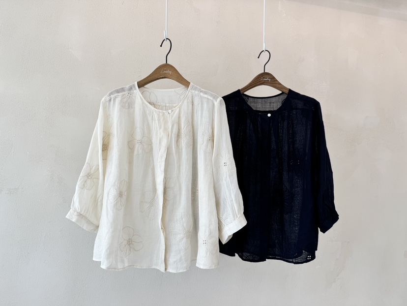 LAUNDRY韓國㊣直郵東大門代購女裝新品休閑襯衫蕾絲衫刺繡亞麻LAUNDRY襯衫/蕾絲衫