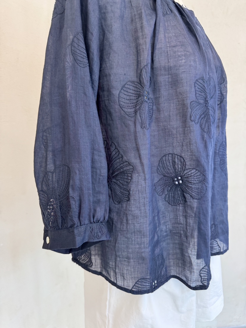 LAUNDRY韓國㊣直郵東大門代購女裝新品休閑襯衫蕾絲衫刺繡亞麻LAUNDRY襯衫/蕾絲衫