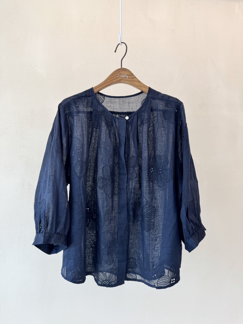LAUNDRY韓國㊣直郵東大門代購女裝新品休閑襯衫蕾絲衫刺繡亞麻LAUNDRY襯衫/蕾絲衫圖色2
