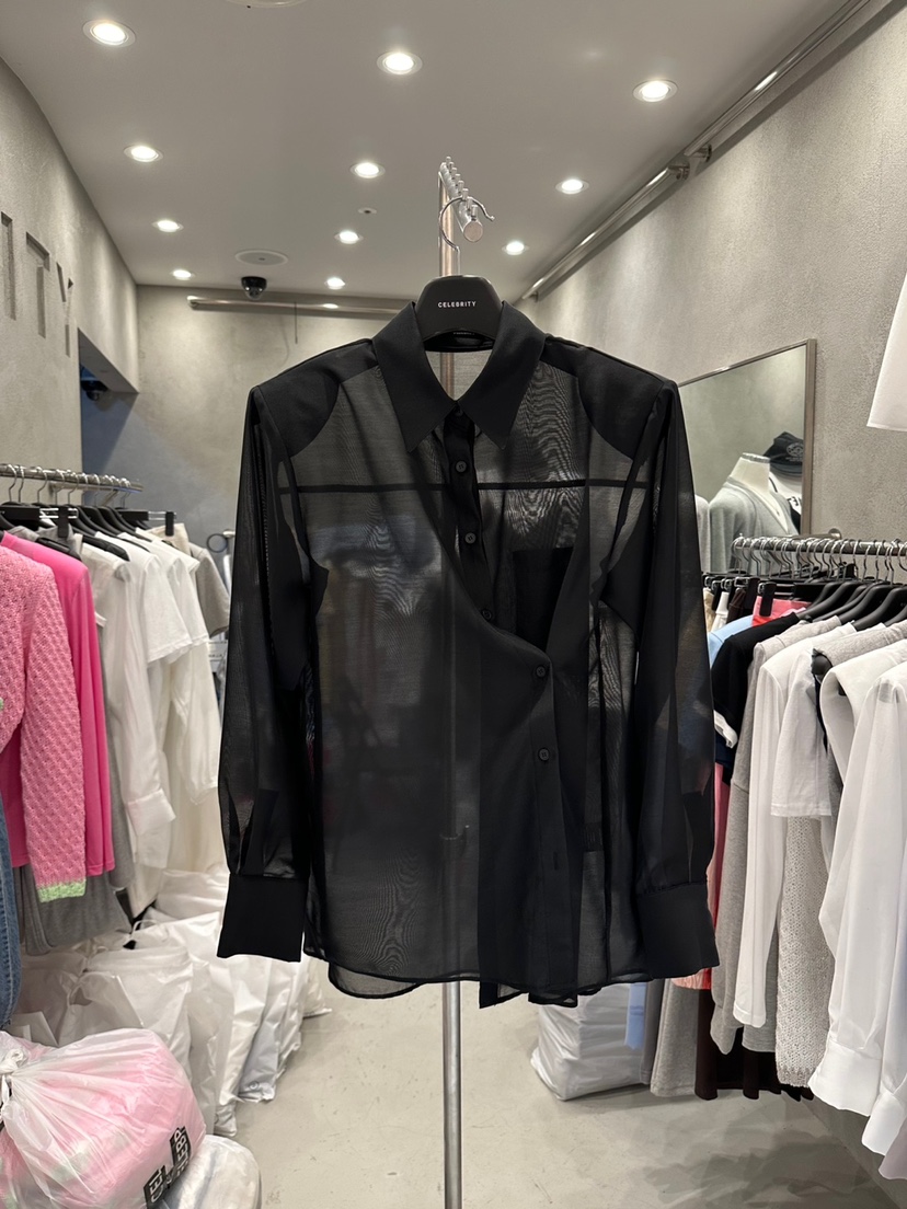 CELEBRITY-A韓國㊣直郵東大門代購女裝新品25春夏襯衫蕾絲衫透視CELEBRITY-A襯衫/蕾絲衫圖色4