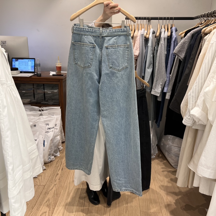 OURIN韓國直郵㊣女裝新品人氣休閑推薦25春夏熱賣牛仔褲含腰帶OURIN牛仔褲