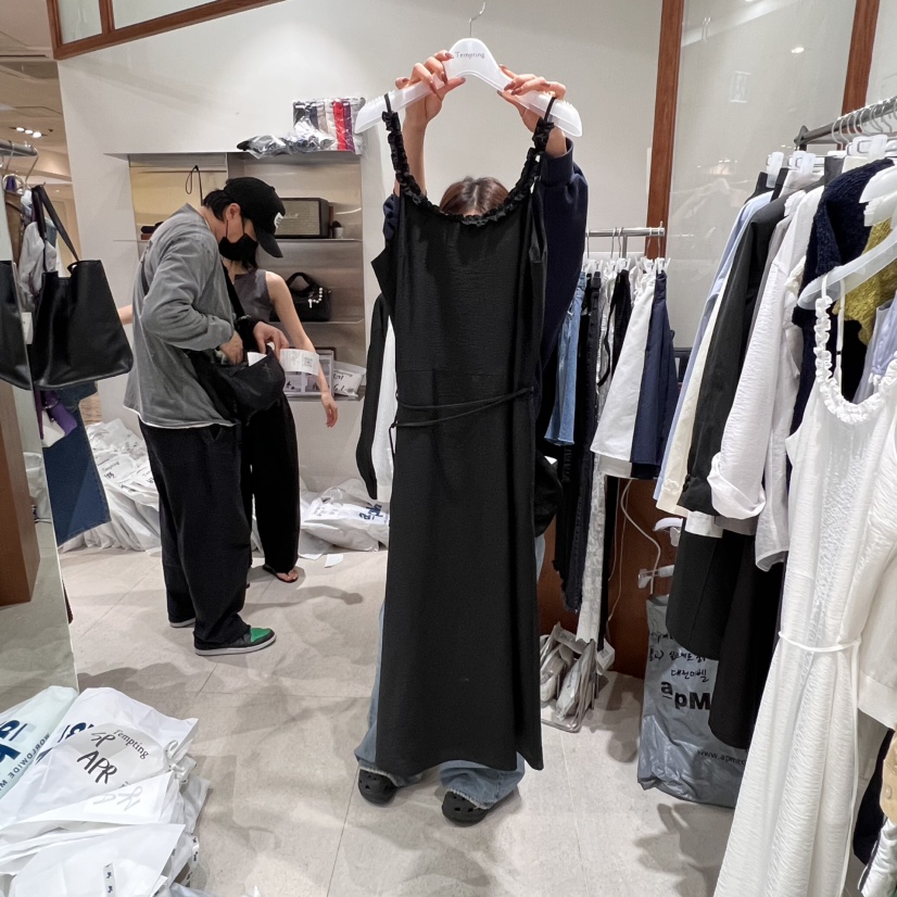 TEMPTING韓國㊣直郵東大門代購女裝新款時尚25春夏連衣裙含腰繩TEMPTING連衣裙圖色2