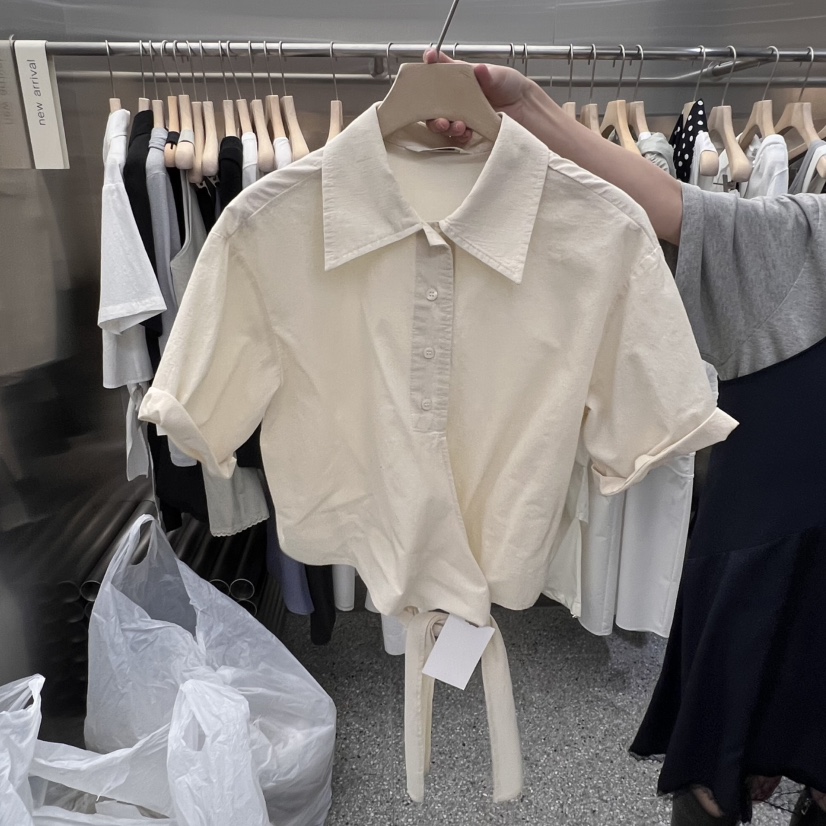 VELVET UNDERGROUND韓國㊣直郵東大門代購女裝新款25春夏襯衫蕾絲衫緊身褲亞麻VELVET UNDERGROUND襯衫/蕾絲衫圖色2