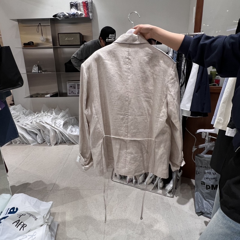 TEMPTING韓國直郵㊣東大門實拍女裝新款時尚夾克含腰繩亞麻TEMPTING夾克