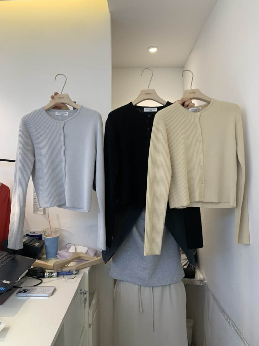 OUVIR直郵韓國代購㊣女裝新品休閑熱賣25春夏人氣針織衫開襟衫O.V.R/OUVIR針織衫