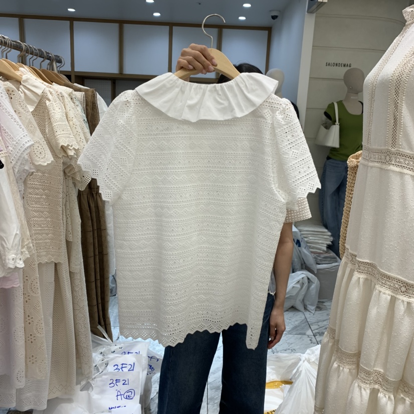 A直郵韓國代購㊣女裝新款25春夏休閑推薦熱賣時尚襯衫蕾絲衫A STORE襯衫/蕾絲衫