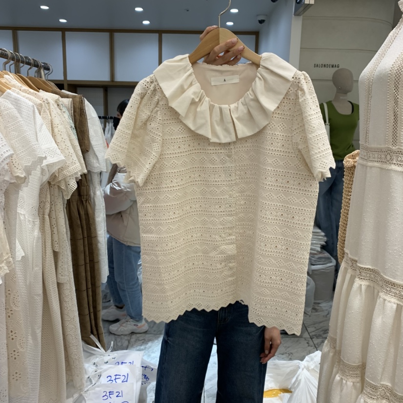 A直郵韓國代購㊣女裝新款25春夏休閑推薦熱賣時尚襯衫蕾絲衫A STORE襯衫/蕾絲衫圖色2