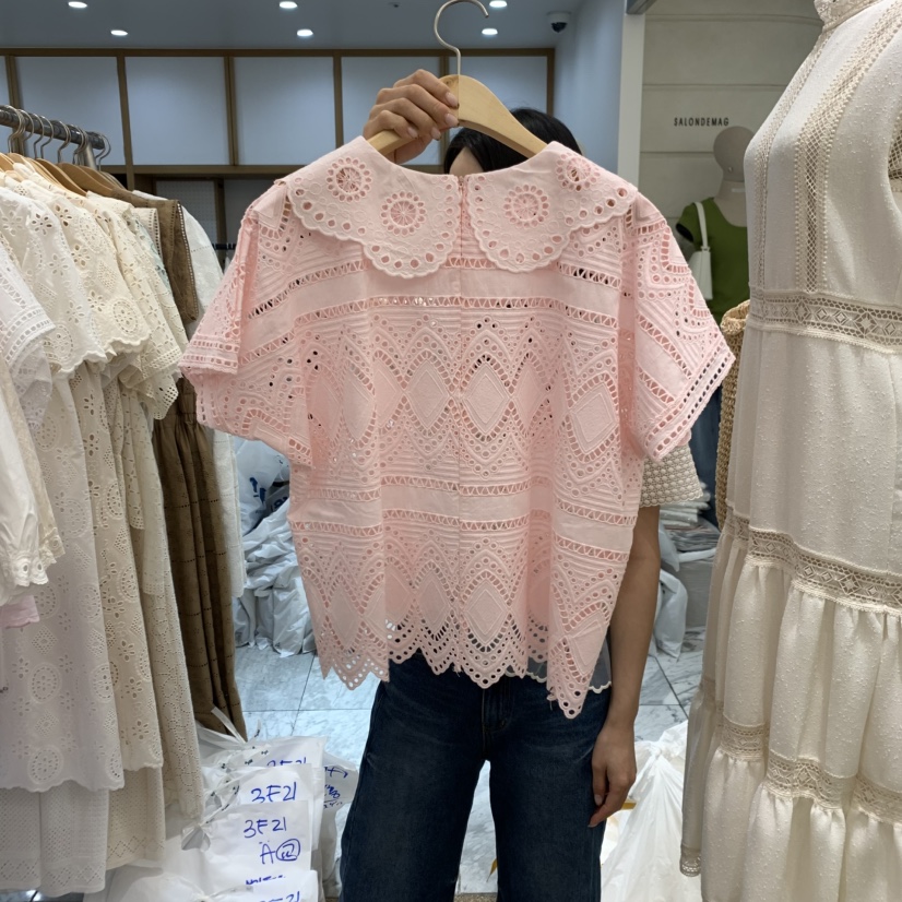 A直郵韓國代購㊣女裝新品25春夏人氣時尚推薦休閑襯衫蕾絲衫A STORE襯衫/蕾絲衫