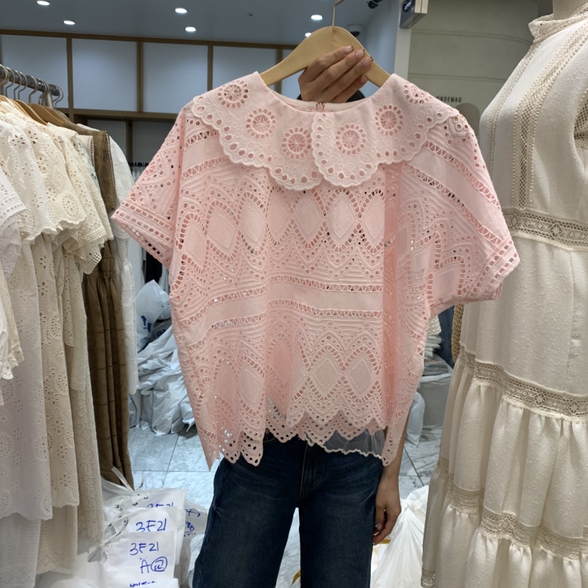 A直郵韓國代購㊣女裝新品25春夏人氣時尚推薦休閑襯衫蕾絲衫A STORE襯衫/蕾絲衫圖色2