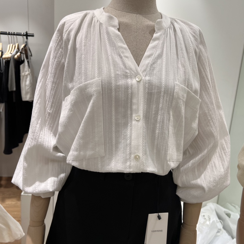 VERVEINE韓國直郵㊣東大門實拍女裝新品25春夏襯衫蕾絲衫褶皺VERVEINE襯衫/蕾絲衫