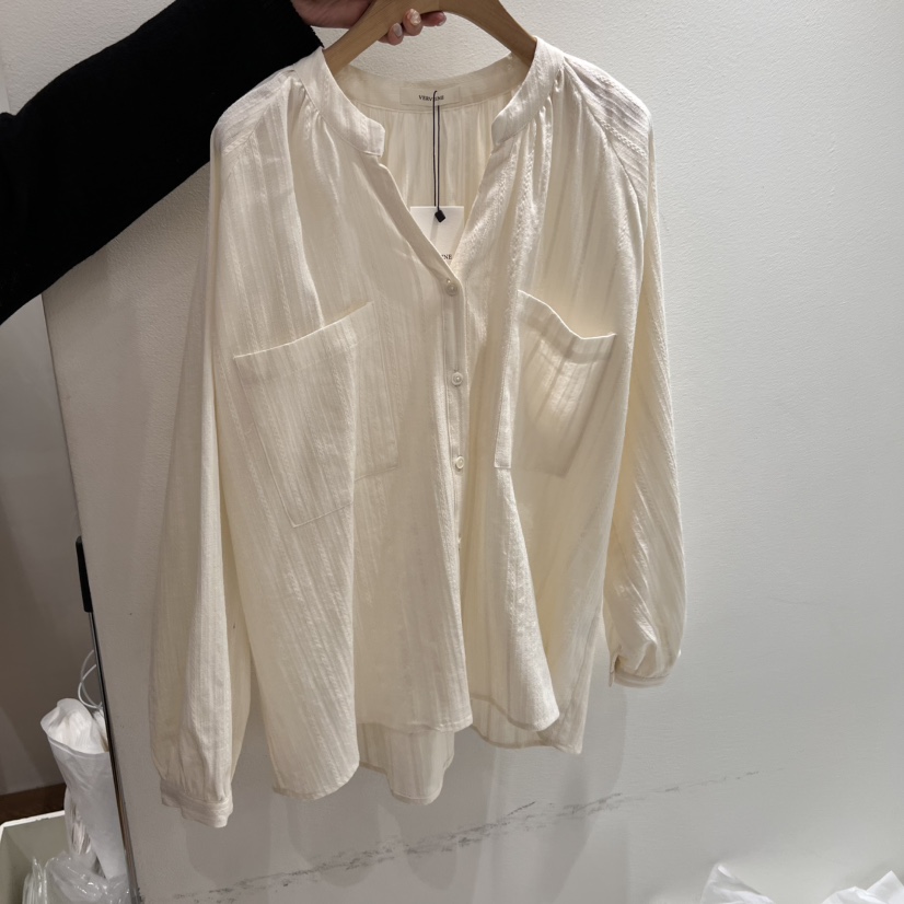 VERVEINE韓國直郵㊣東大門實拍女裝新品25春夏襯衫蕾絲衫褶皺VERVEINE襯衫/蕾絲衫圖色2