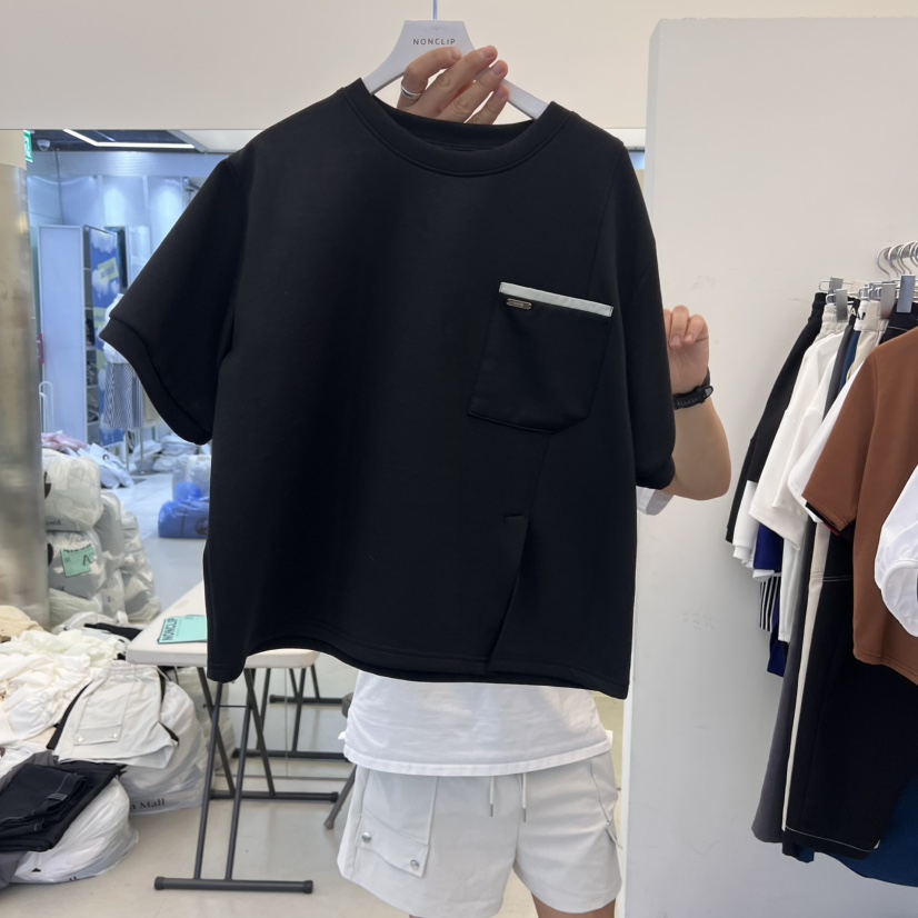 NON CLIP韓國直郵㊣女裝新品時尚25春夏熱賣休閑推薦T恤口袋NON CLIPT恤圖色1