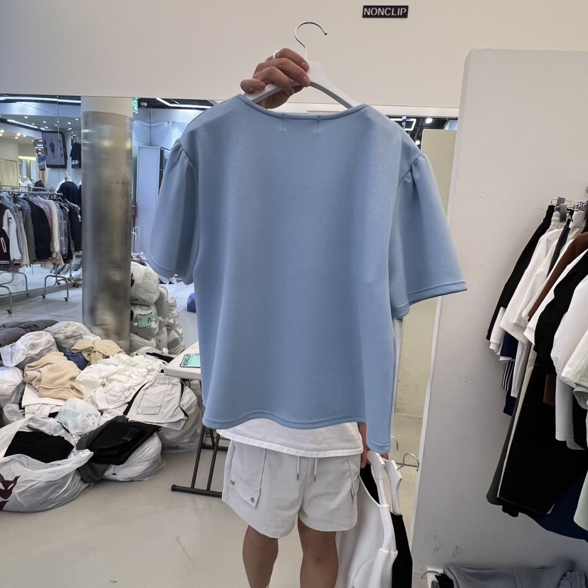 NON CLIP韓國直郵㊣女裝新品25春夏推薦熱賣時尚休閑T恤V領NON CLIPT恤