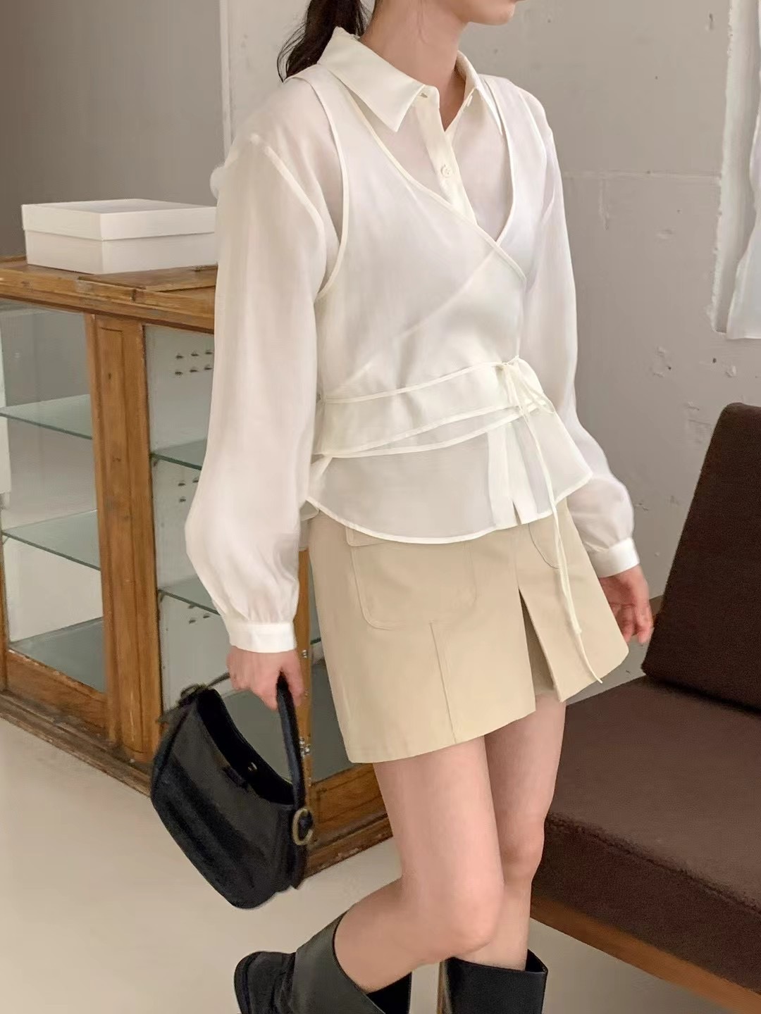 JUILLYSTYLE直郵韓國代購㊣女裝新品25春夏推薦休閑短裙綁帶JUILLYSTYLE短裙