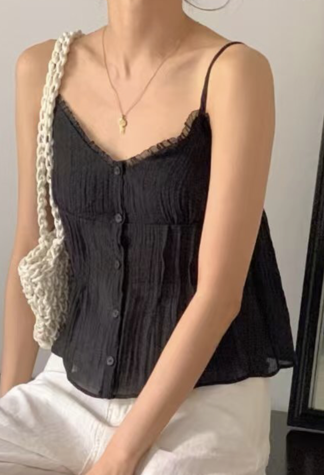 JUILLYSTYLE直郵韓國代購㊣女裝新品25春夏吊帶背心蕾絲緊身JUILLYSTYLE吊帶/背心圖色2