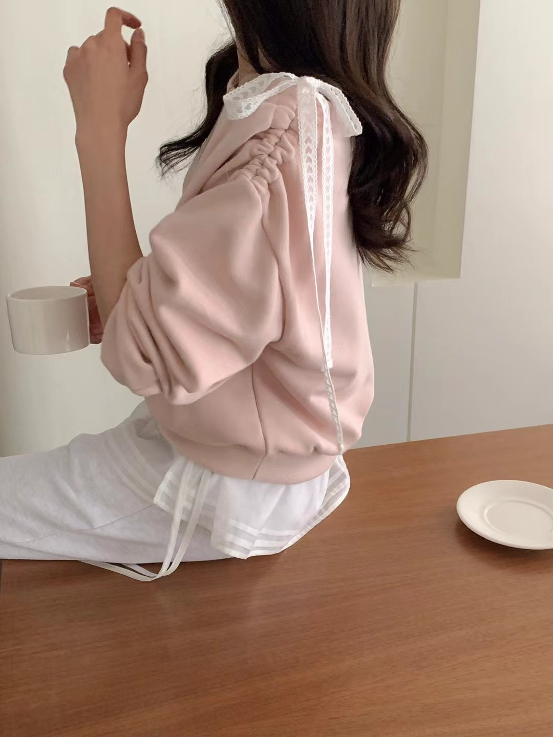 JUILLYSTYLE直郵韓國代購㊣女裝新款推薦25春夏熱賣衛衣蕾絲JUILLYSTYLE衛衣