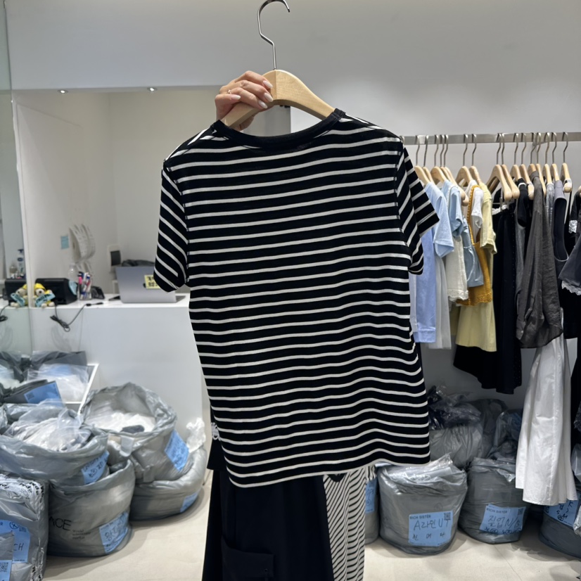 RICH SISTER韓國直郵㊣女裝新款時尚熱賣推薦25春夏T恤條紋RICH SISTERT恤