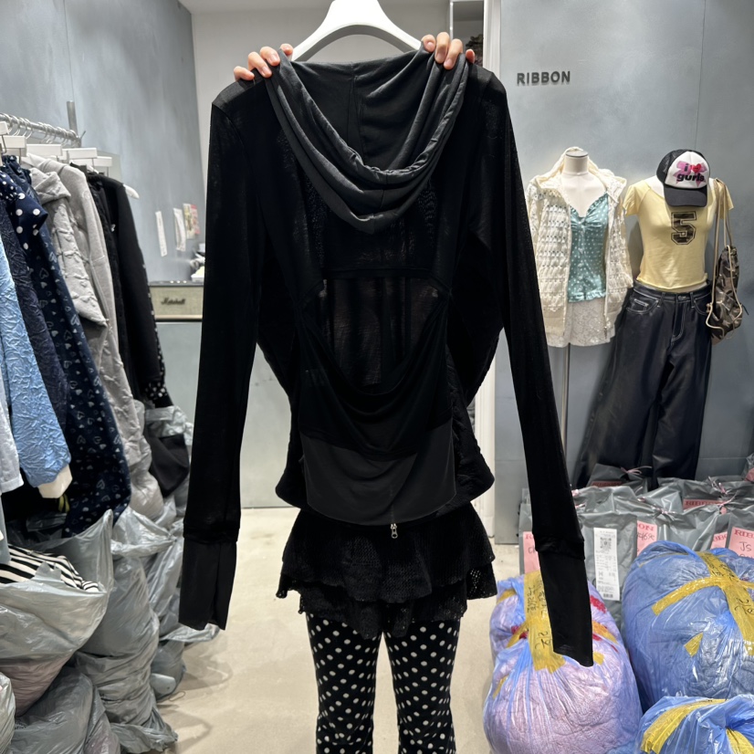 RIBBON韓國㊣直郵東大門代購女裝新品推薦時尚長袖T恤連帽衫RIBBON長袖T恤